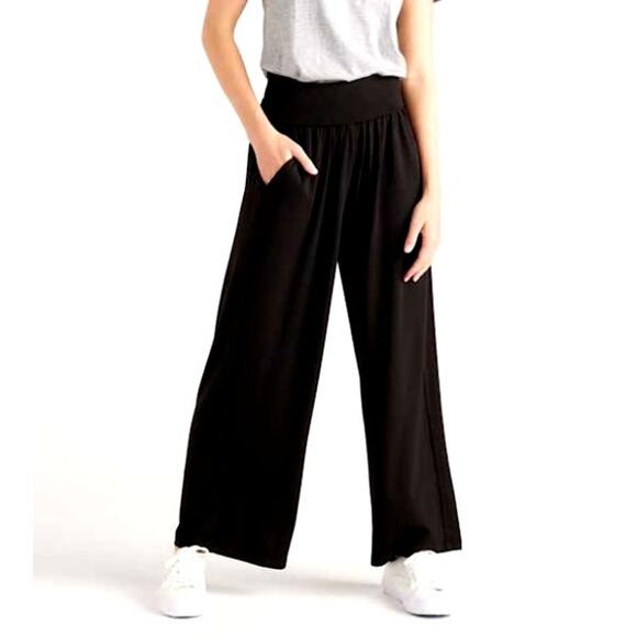 Quince Women's Black French Terry Modal Wide Leg Pants Size L - Picture 1 of 8